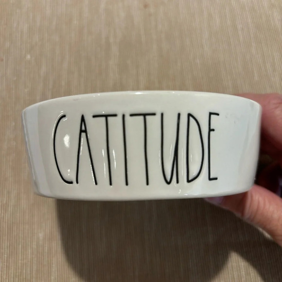 RAE DUNN  Catitude and Nibble Round Cat Dishes by Magenta - Picture 2 of 14